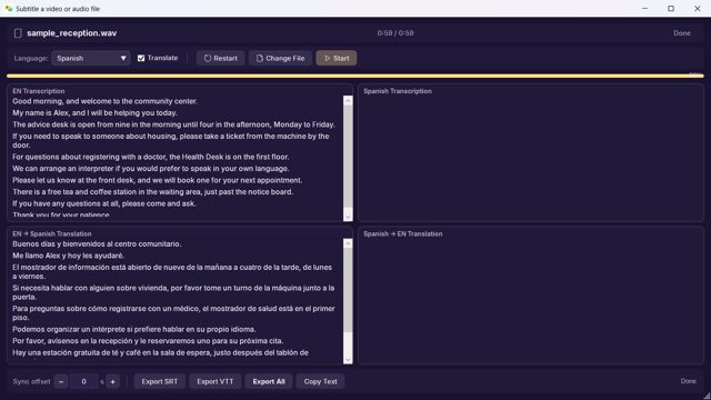 Exporting subtitles as SRT or VTT